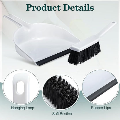 Zubebe 6 Pcs Mini Dustpan and Brush Set, Small Broom and Dustpan Set Small Cleaning Brush Portable Hand Broom Set for Home Office Kitchen Table Desktop Floor Cleaning Supplies