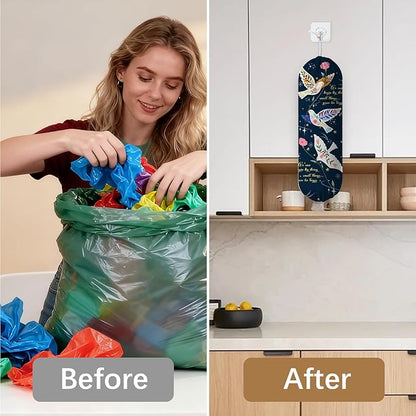 Bird Plastic Bag Holder, Wall Mount Organizer for Reusable Canvas Grocery Bags, Decorative Home Kitchen Pantry Decor Hanging Plastic Bag Dispenser, Christ Bird Shopping Bags Storage Dispenser