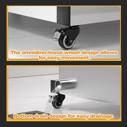 SARKEY Mobile Broom Mop Holder,Cleaning Supplies Organizer,Freestanding Storage Cart,Rolling Janitor Cart With Wheels,Drip Tray,For Garden Garage Schools Hotels Hospitals(98x50x170cm(39x20x67in))