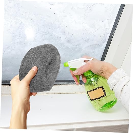 PRETYZOOM 2 Rolls of Steel Wool Pads Reusable Wire Mesh Cleaning Wool for Polishing Wood Metal and Rust Removal