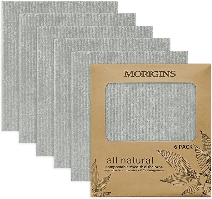 Wholesale Swedish Dish Cloths - 6 Pack Reusable Compostable Kitchen Cloth,Cellulose Sponge Dish Cloths Dish Towel Set (Grey)