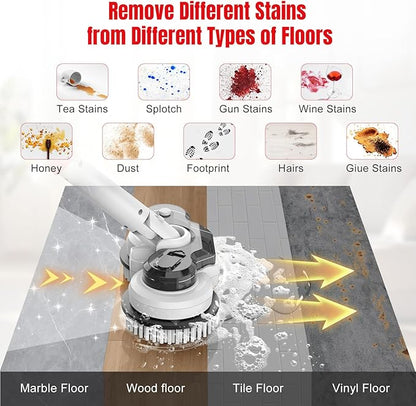 Cordless Electric Mop for Milwaukee M18 Battery (NO Battery), 2 In 1 Spin Mop & Floor Scrubber Machine with LED Light & Water Spray, 800 RPM Electric Mops for Floor Cleaning, Hardwood,Tile,Toilet,Tub