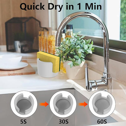 Diatomite Sponge Holder for Kitchen Sink, 3x2.5inch Quick Drying Stone Sponge Holder Kitchen Organizer Water Absorbing Sink Caddy Dish Sponge Holder for Kitchen Soap Dishes Organizer, Gray