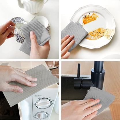 Wholesale Swedish Dish Cloths - 6 Pack Reusable Compostable Kitchen Cloth,Cellulose Sponge Dish Cloths Dish Towel Set (Grey)
