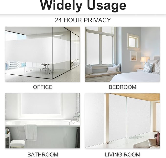 MAGIDEKOR Window Privacy Film with Installation Tools,Frosted Glass Window Film,Heat Blocking Static Clings Reusable Frosting Window Film for Bathroom Home Office,17.5 Inch X 6.5 Feet