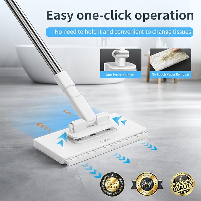 Snap Grip Mini Mop with Cloth Changing, Lazy with Automatic Gripping, Convenient Zero-Touch Set, Portable Self-Squeeze, Small, Easy Cleaning for Home (with 5 Reusable Cloths) (1*mop+5*Cloth)