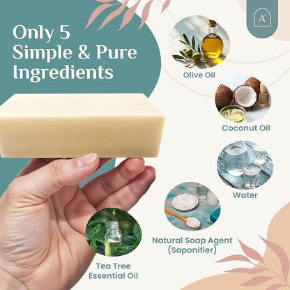 Natural Dish Soap Bar, Cleaning Dishes Solid Block for Kitchen - Organic Biodegradable Dishwashing, only 5 Ingredients, Gentle on Hands - Spring Scent (1 Pack, 6.3oz)