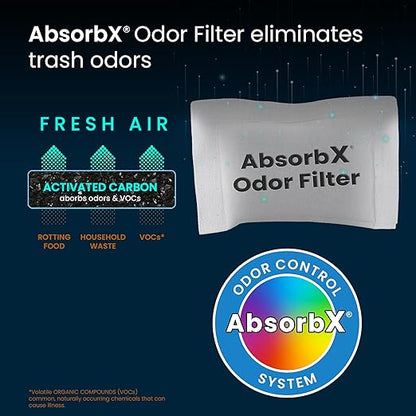 iTouchless Official AbsorbX Trash Can Odor Filters 3-Pack, Stops Garbage Smells, All Natural Activated Charcoal Deodorizer Air Freshener Absorber for 8 Gallon & Larger Garbage Bins with Compartment