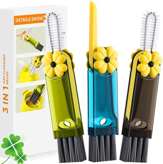 3 in 1 Cup Lid Cleaning Brush, Multifunctional Gap Cleaning Brush, Home Kitchen Crevice Brush, Portable Bottle Cleaner Brush for Cleaning Tight Spaces, Bottle Gaps, Travel Mug Caps(3 PCS)