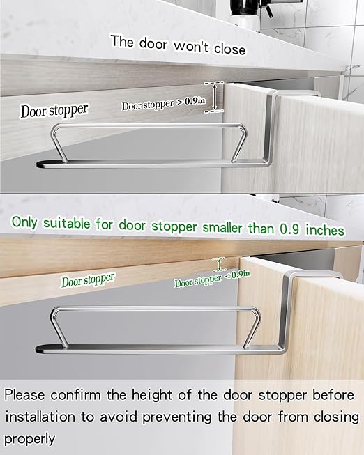 Trash Bag Holder Rack, Over Cabinet Door Garbage Bag Storage Organizer, Stainless Steel, 5.5 Inches