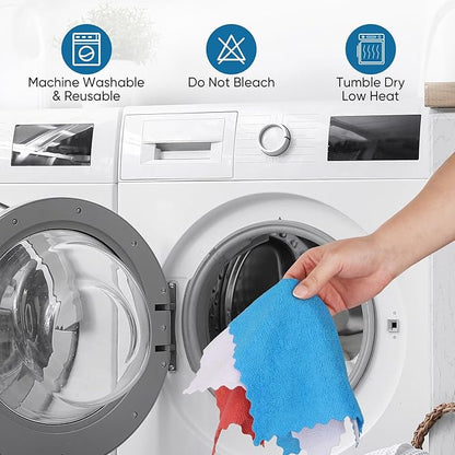 Orighty Microfiber Cleaning Cloths, 75 Sheets Shop Towels, Reusable Paper Towels Shop Rags, Washable Microfiber Towel Roll Cleaning Rags for Cars, House, Kitchen, 11.5’’ x 11.5’’, Red