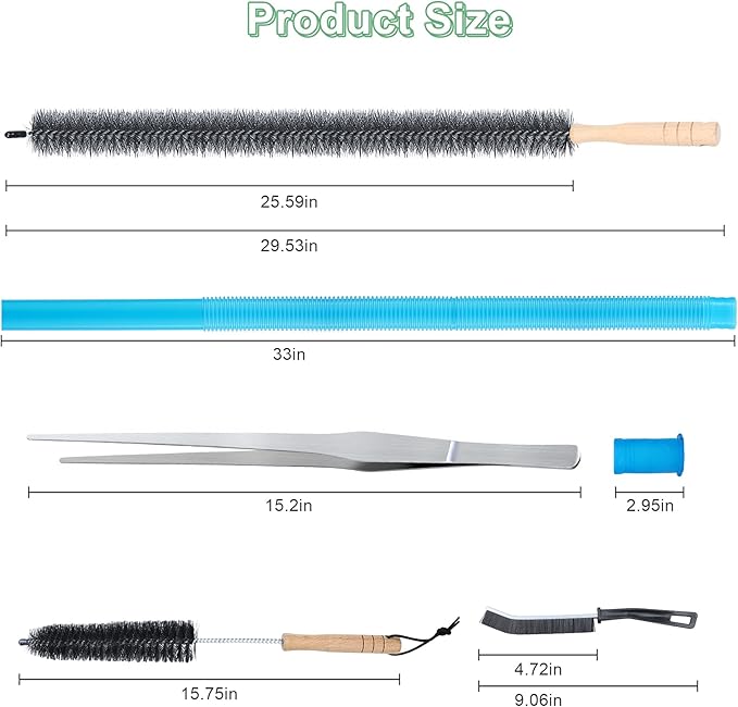 5 Pcs Dryer Vent Cleaner Kit Compatible with Most Vacuum Cleaner, Dryer Lint Brush and Vacuum Hose Attachment with Universal Elastic Connector, Tweezers for Large Debris, Quickly Lint Remover