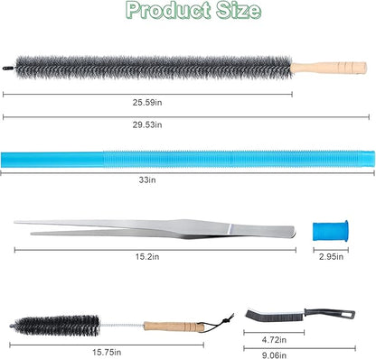 5 Pcs Dryer Vent Cleaner Kit Compatible with Most Vacuum Cleaner, Dryer Lint Brush and Vacuum Hose Attachment with Universal Elastic Connector, Tweezers for Large Debris, Quickly Lint Remover