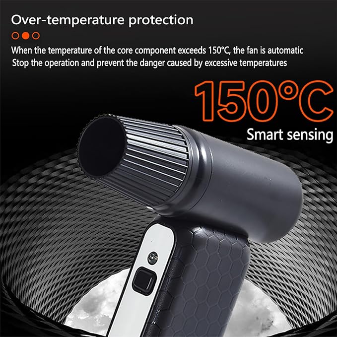 Electric Air Duster 110000RPM Super Power Air Duster, 3-Gear Adjustable Mini Blower with Fast Charging, Dust Blower for Computer, Keyboard, House, Outdoor and Car FS-01-Black