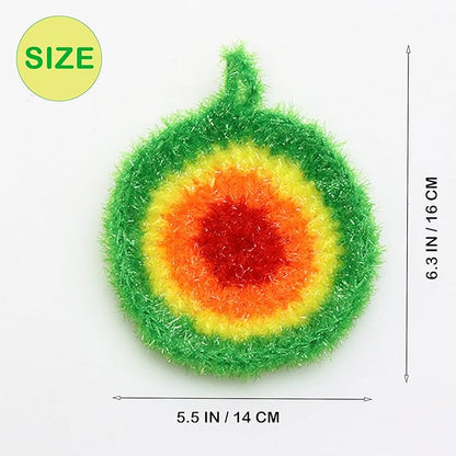 5PCS Round Dish Scrubbies, Reusable Dish Scrubber Sponge, Kitchen Cleaning Cloth with Hooks, 6.3Inches in Diameter, Hand-Safe and Odor-Free, Strong Oil Resistance and Easy Foaming
