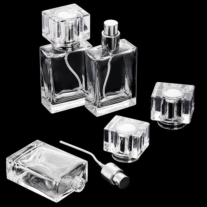Foraineam 8 Pieces 30ml / 1 oz. Fine Mist Perfume Spray Bottles, Clear Glass Cosmetic Atomizer Bottle, Refillable Travel Perfume Bottles Empty Fragrance Essential Oil Container with Spray Applicator