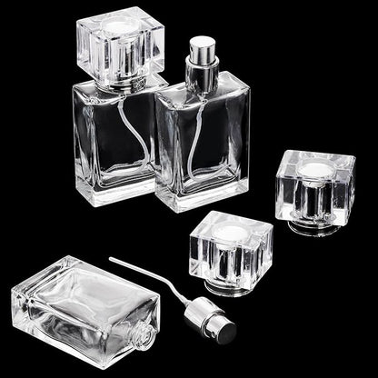 Foraineam 8 Pieces 30ml / 1 oz. Fine Mist Perfume Spray Bottles, Clear Glass Cosmetic Atomizer Bottle, Refillable Travel Perfume Bottles Empty Fragrance Essential Oil Container with Spray Applicator