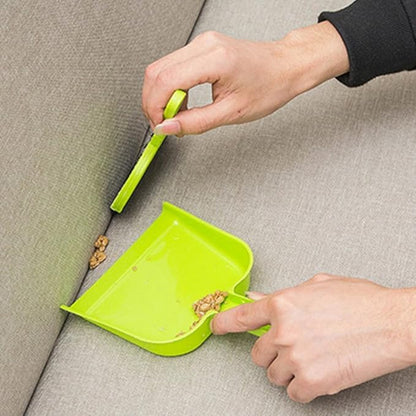 Pet Cage Broom Brush Dustpan Set - Small Cat Litter Sweeper for Pet Cage Clean and Car Keyboard Brush (Green)