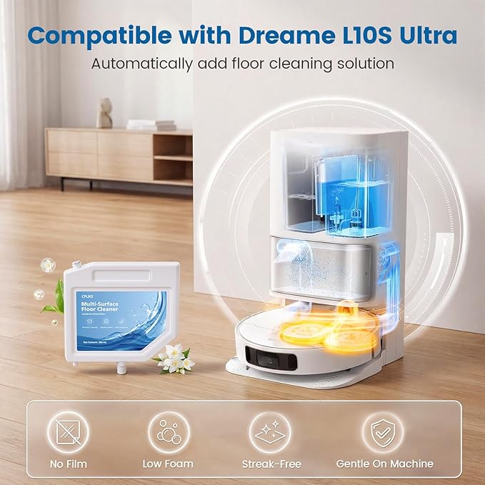 CPLIKE Floor Cleaning Solution Compatible with Dreame L10s Ultra Robot Vacuum Mop, L10S Ultra Detergent Refills, Multi-Surface Cleaner for Hard Floors, 10.14 Fl Oz (3 Pcs