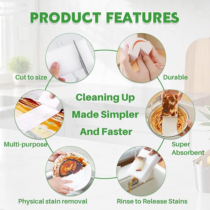 Magic Melamine Sponge Eraser, GRS Certified 12 Pack Disposable Magic Cleaning Erasers in Bulk, No Scratch & Super Absorbent, Multi-Functional Melamine Foam Sponges for Bathroom Window Shoes Kitchen