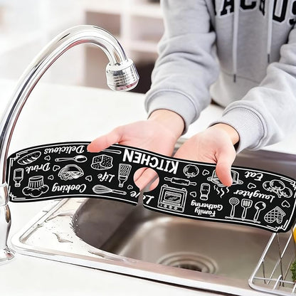 2 Pcs Kitchen Sink Splash Guard Faucet Mat Graffiti Pattern Faucet Mat for Sinks Digital Painting Absorbing Drying Mats for Kitchen Bathroom, 23.6x5.5inch