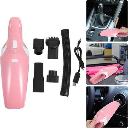 Wakauto Handheld Vacuum Cordless Vacuum Cleaner USB Charging Dirt Collector Mini Handheld Dust Cleaner Wet Dry Dual Use for Keyboard Car Computer (Pink)