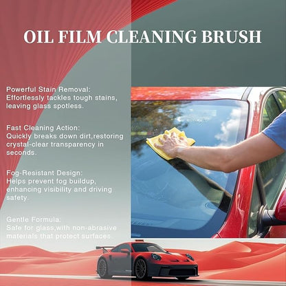 Oil Film Remover for Car Windshields and Windows, Automotive Glass Cleaner for Oil Residue & Road Grime, Improves Visibility & Safe Driving (2 PCS)