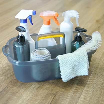 Goderewild Multi-Purpose Cleaning Caddy with Handle, Shower Caddy Organizer/Storage Basket/Totes Portable for Bathroom Supplies, Cleaning Products, Under Sink Tool (Translucent Gray, 1 Pack)