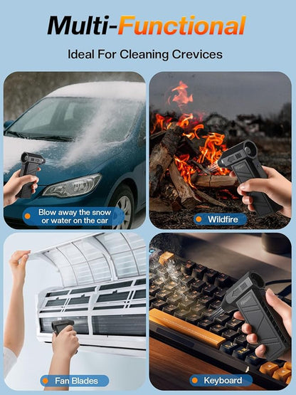 Electric Air Duster, 130,000RPM Compressed Air Duster Rechargeable with 4-Speed Settings, Mini Turbo Jet Fan Blower Portable USB-C for Keyboards PC Electronics Cars (Black)