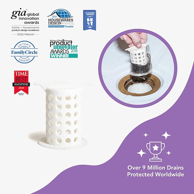 ShowerShroom the Revolutionary 2" Stand-Up Shower Stall Drain Protector Hair Catcher/Strainer, White