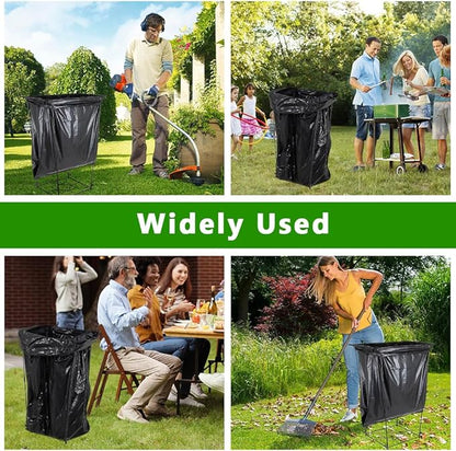 Trash Bag Holder, 30-45 Gallon Metal Garbage Bag Holder, Multi-use Portable Trash Bag Holder Stand, Square Pattern Base Leaf Bag Holder for Patio, Yard, Garden