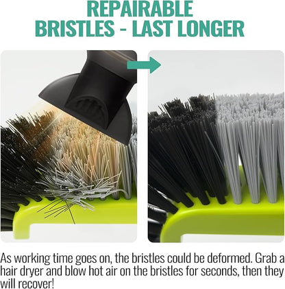 18" Pool Brush Head for Cleaning Swimming Pool Walls, Curved Ends High-Efficiency Scrub Brush for Tile, Flooring and Vinyl Pools, Fiberglass, Fits Φ1.25” Poles (Green & Black & Gray)