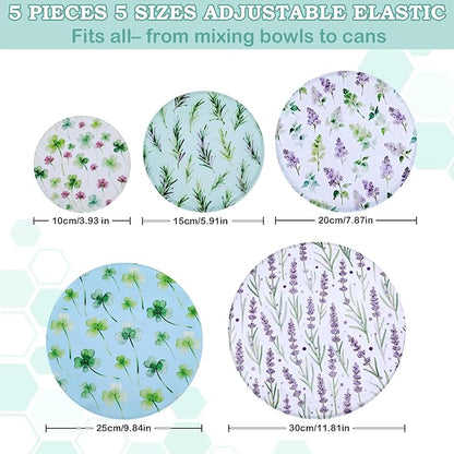 5-Size Reusable Beeswax Bowl Covers for Bread Proofing, Cotton Cloth Flexible Beeswax Wraps for Food Storage(Lavender)