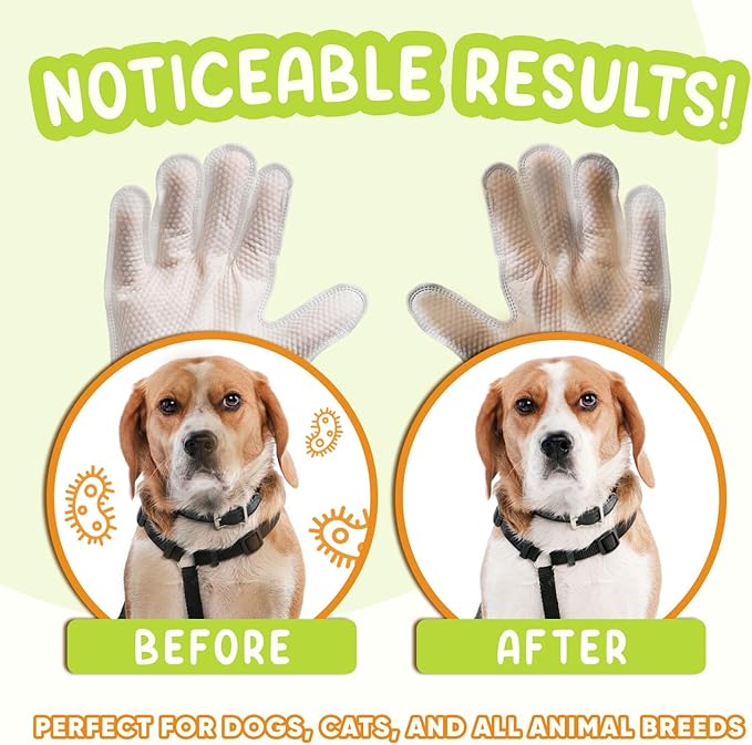GoEcoVita Pet Deodorizing Glove Wipes for Dogs & Cats | Nourish & Clean Fur & Skin | Coconut Oil & Chamomile Rinse-Free Wipes | Bathing Glove Wipes for Daily Care | Natural, Hypoallergenic (18 Pack)