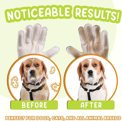 GoEcoVita Pet Deodorizing Glove Wipes for Dogs & Cats | Nourish & Clean Fur & Skin | Coconut Oil & Chamomile Rinse-Free Wipes | Bathing Glove Wipes for Daily Care | Natural, Hypoallergenic (8 Pack)