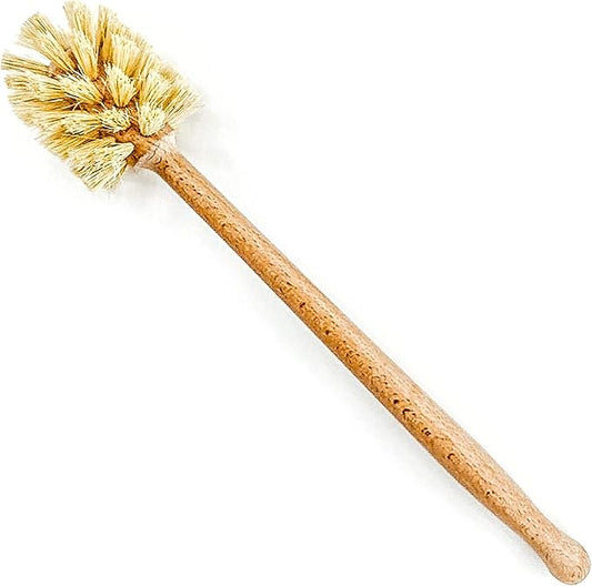 husMait Bottle Brush with Extra Long Wood Handle and Strong Bristles - Cleans and Scrubs Hard to Reach Wide Mouth Jars, Glasses, and Dishes