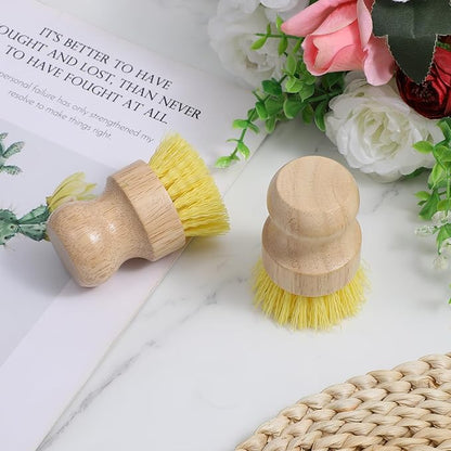 20 Pcs Bamboo Dish Scrub Brushes, Wooden Kitchen Dish Brushes Plastic Bristle Scrubber for Pots, Pans, Bowls, Dishes Cleaning