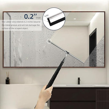 12-51’’ Telescopic Window Squeegee for High Windows, 2-in-1 Window Cleaning Kit with Extra Silicone Blade & Hook, Professional Squeegee for Shower Glass Doors (Window Squeegee for Home)