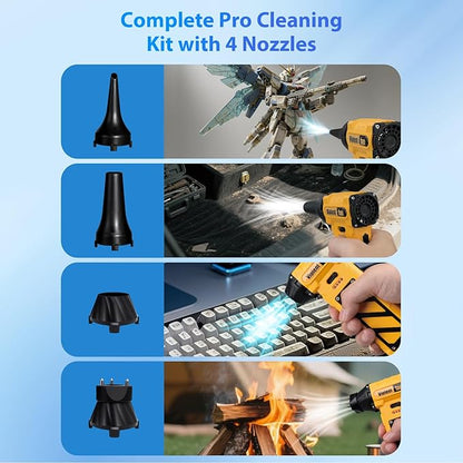 Electric Compressed Air Duster for Car Cleaning 110000 RPM Rechargeable Cordless Blower with 8000mah Battery for PC, Keyboard Includes Emergency Window Breaker & Seatbelt Cutter Replaces Canned Air