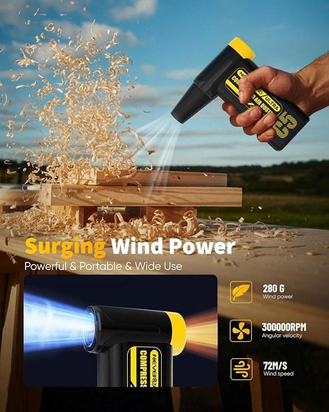Neverland Compressed Air Duster - 300000RPM Electric Duster, 8-Gear Rechargeable Air Blower, Replace Canned Air, Cordless Mini Turbo Fan Jet Blower for Computer, Keyboard, Home, Office, Car Cleaning