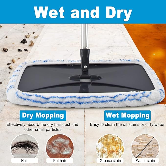 5 Pack Mop Heads Replacements for Ocedar Hardwood Floor 'N More Microfiber Mops,Terry Cloth Mops Refills 15 x 8 Flat Dust Mop Pads for O Cedar mop, Washable Mopping Pads(Mop Handle Not Included)