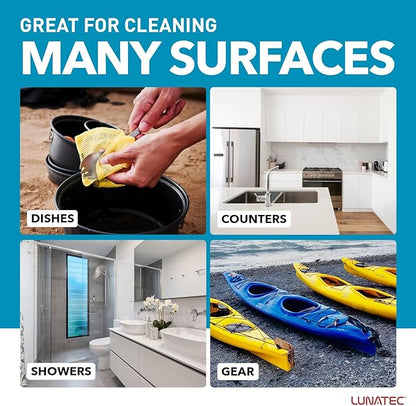 LUNATEC® Odor-Free Kitchen Dishcloths. A Scrubber and scouring pad for All Surfaces. Safe for Non-Stick. (4-Pack)