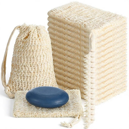 50pcs Soap Saver Bag mesh soaps bags with Drawstring Exfoliating Pouch Sisal soaps bag loofah pouch soap savers for bar Foaming and Drying Exfoliating Net for Bath and Shower