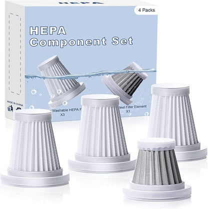 Saker Car Vacuum Cleaner Original Filter Set, 3 HEPA Filter and 1 Steel Filter, Adapted to Saker HL Series Handheld Vacuum Cleaners,Robust and Durable, Washable 4PCS