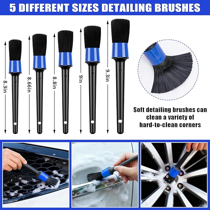 Car Wash Detailing Kit Cleaning Kits with Foam Gun Sprayer, Car Wash Brush and Large Wash Mitt Duster for Car Interior and Exterior Cleaning (Blue)