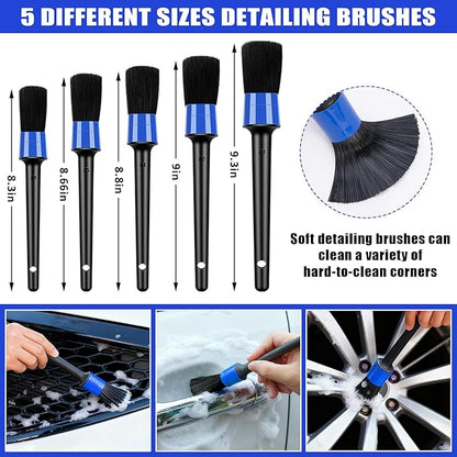 Car Wash Detailing Kit Cleaning Kits with Foam Gun Sprayer, Car Wash Brush and Large Wash Mitt Duster for Car Interior and Exterior Cleaning (Blue)