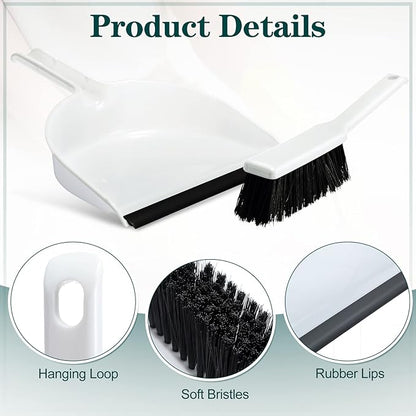Zubebe 12 Pcs Mini Dustpan and Brush Set, Small Broom and Dustpan Set Small Cleaning Brush Portable Hand Broom Set for Home Office Kitchen Table Desktop Floor Cleaning Supplies