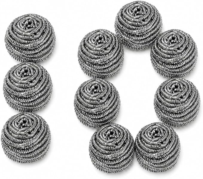 Stainless Steel Scrubbers 9 + 1 Extra – Heavy Duty Steel Wool Scouring Pads for Kitchen, Pots, Pans & Grills