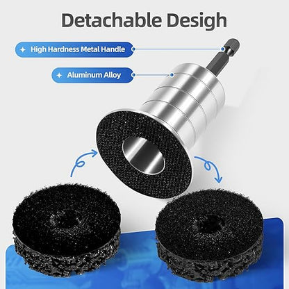 BURMONG Wheel Hub Cleaning Tool with Dual-Head Adapter, Brake Hub Cleaning Kit Includes 3 Pads for Rust Removal & Polishing, Wheel Stud Cleaner Compatible with Power Drill & 1/2" Impact Wrenches (3)