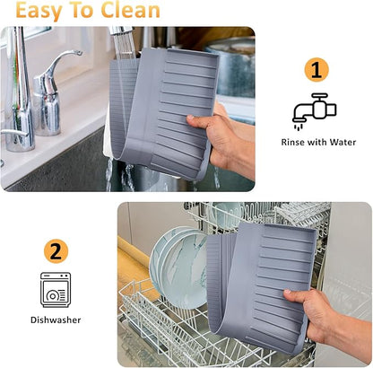 Sink Edge Protector with Suction Cup 14" 20" 24" 30", Silicone Sink Splash Guard for Kitchen & Bathroom, Protect Countertop from Scratches, Stains, for Stainless Steel Granite Quartz-Grey